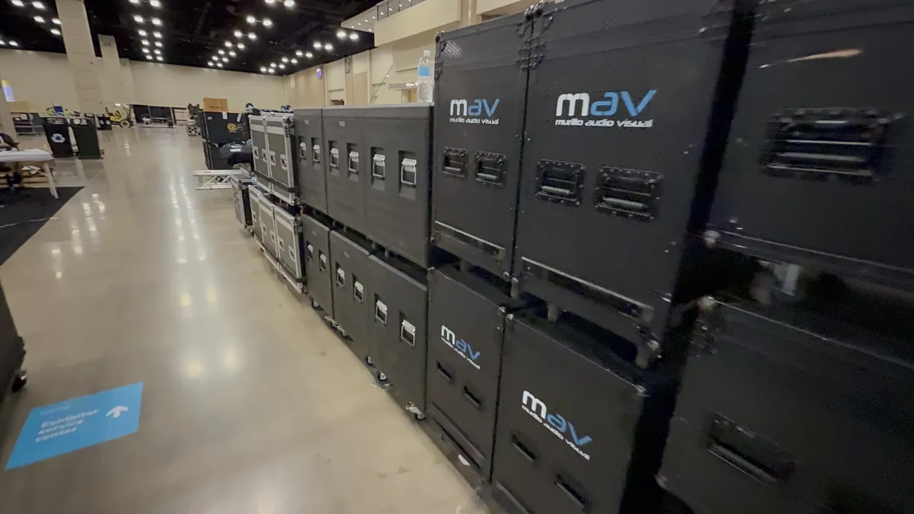 MAV speaker and audio cases ready for an event